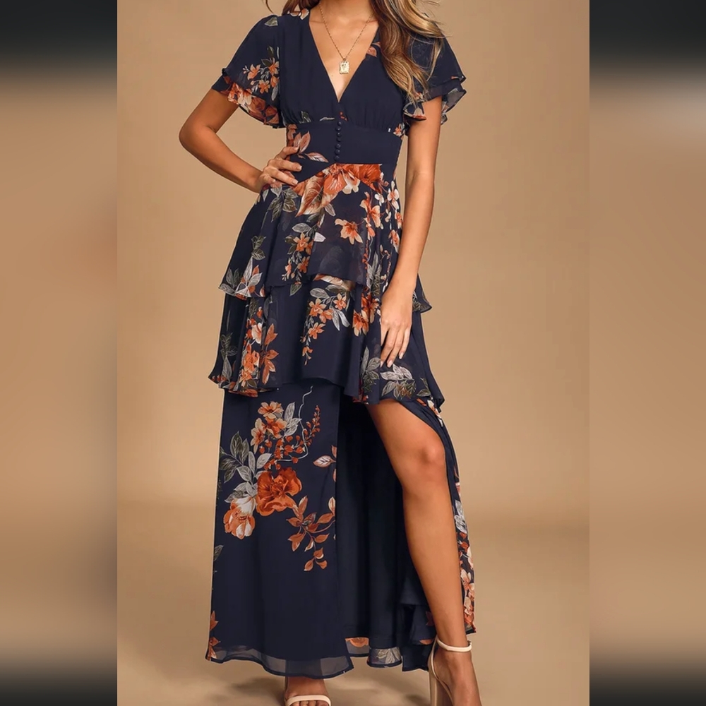 NWT Midnight Mood Navy Floral Maxi Dress